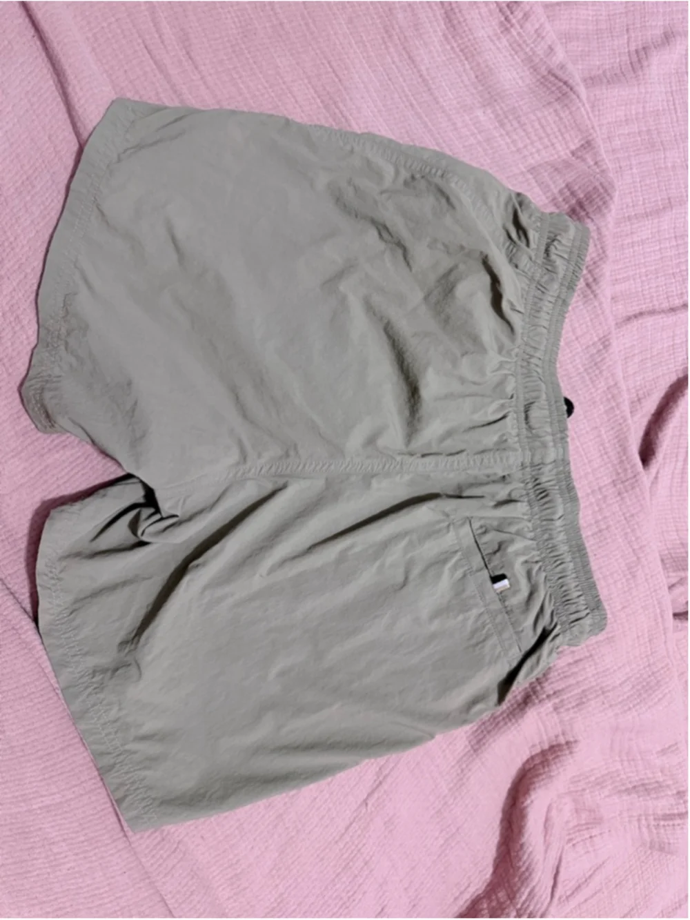 Men's BOSS Army GreenSwim Trunks with Black Logo - Size M EUC